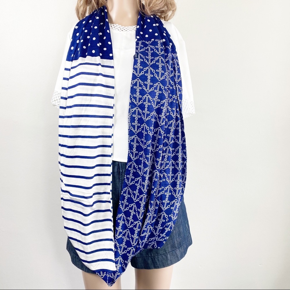 Sperry nautical blue white Infinity scarf anchor